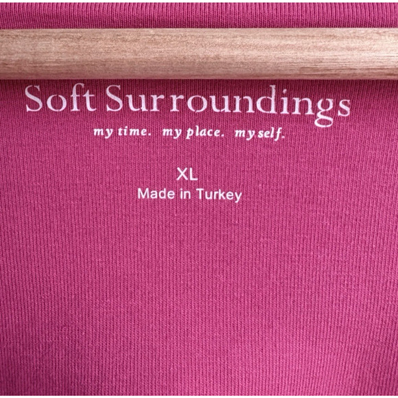 Soft Surroundings Wear Anywhere Dress Stretch Knit Pink Faux Wrap V-neck XL - Picture 8 of 15